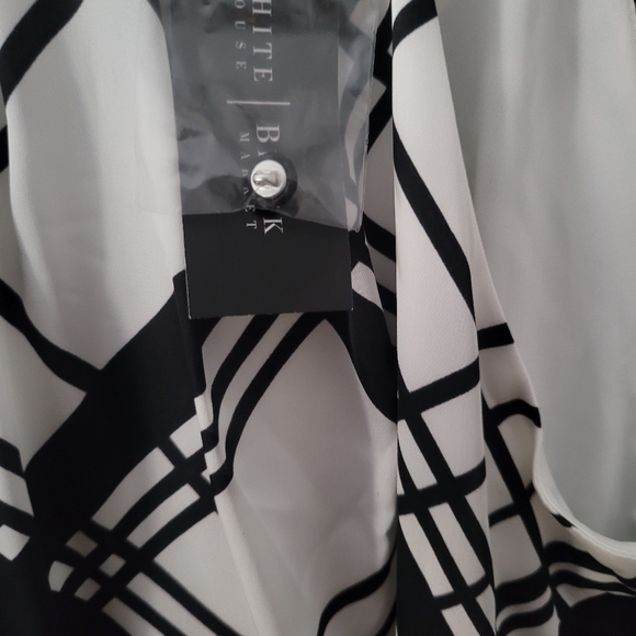 WHBM black white geometric blouse NWT - Picture 4 of 10